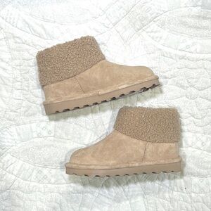Tan Suede Ankle Boots with Fleece Cuff